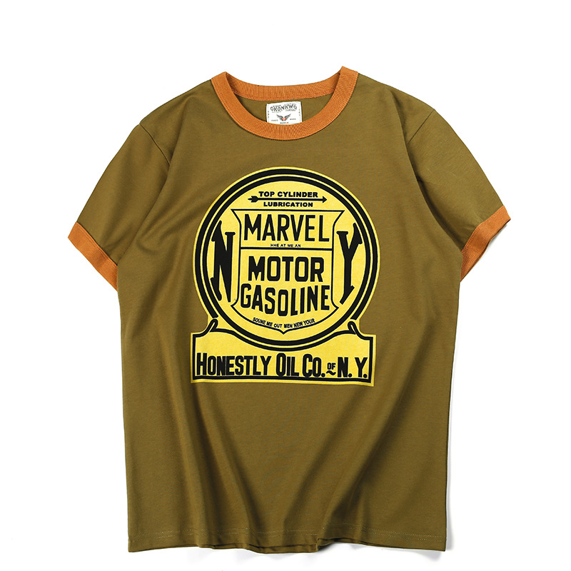 Verano nuevos hombres Camiseta de algodón máquina de impresión europea y americana elemento de coche hilo color a juego camiseta ameikaji