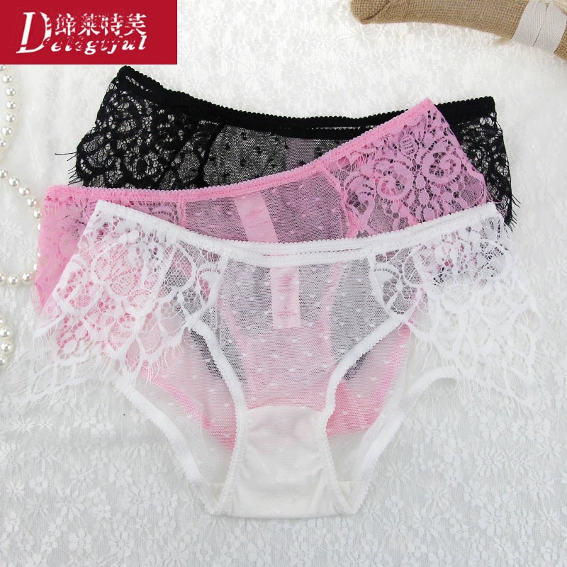 Кружевные panties для коррекции бедер средней посадки, дышащие, декоративное кружево