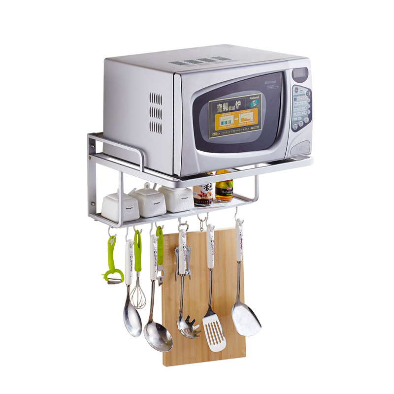 Space aluminum microwave oven rack microwave oven storage rack…