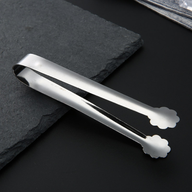 En stock clip de comida de acero inoxidable boca cuadrada pequeño clip de azúcar flor de ciruelo clip de hielo Hotel servilleta clip mini vajilla para niños