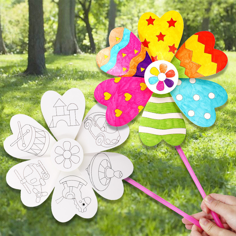 Blank Painting Windmill Kidsren's Handmade DIY Graffiti Kindergarten Educational Coloring Art Creative Production Material Package