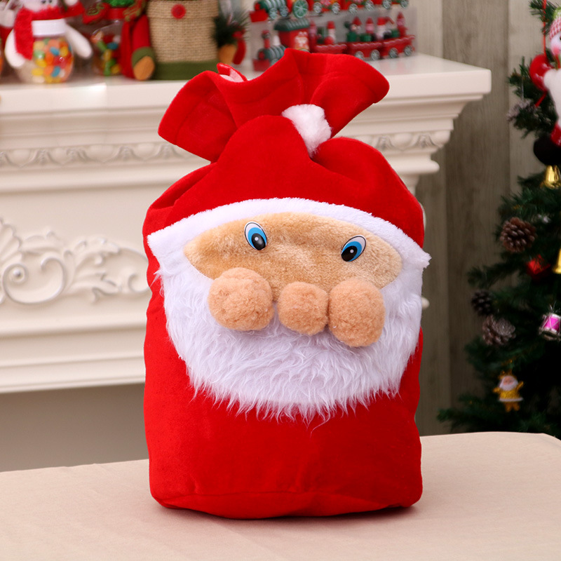 Suministros de decoración de Navidad ancianos cara mochila bolsa de regalo de alto grado de terciopelo dorado bolsa de regalo bolsa de caramelo grande