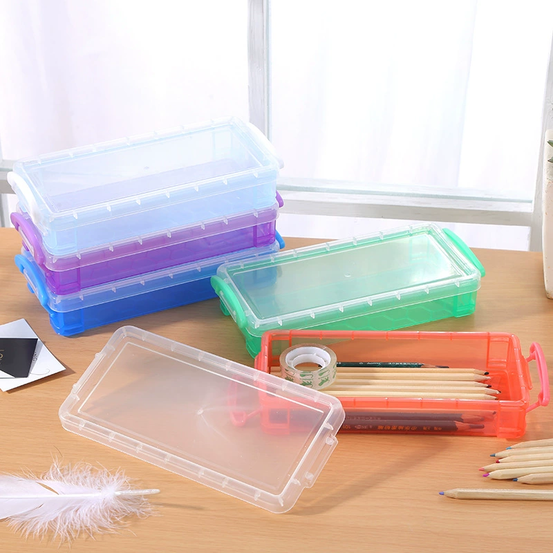 Transparent plastic pencil case, art storage box, children's pen