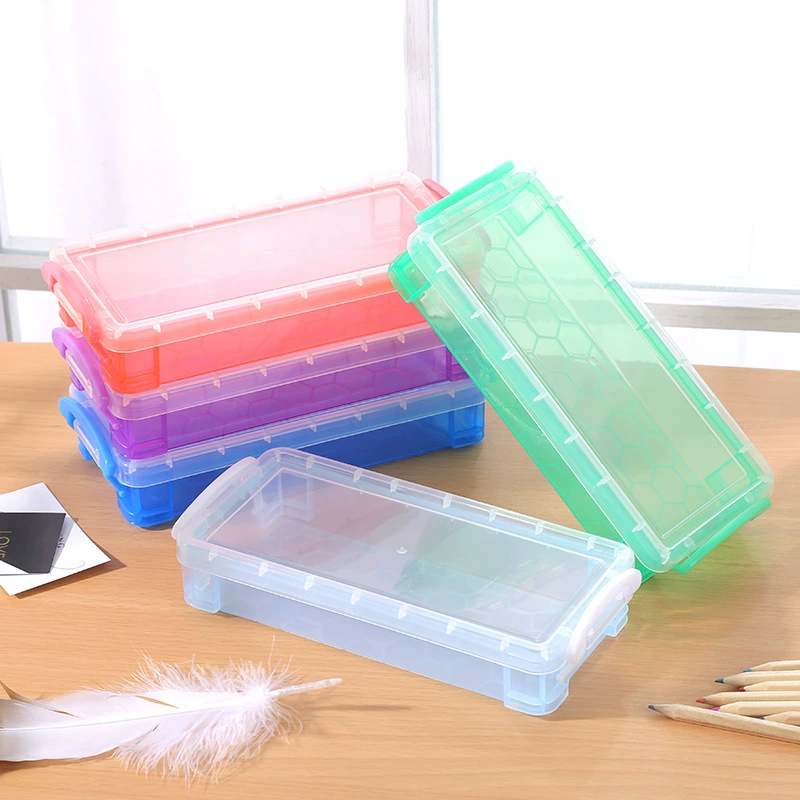 Transparent plastic pencil case, art storage box, children's pen