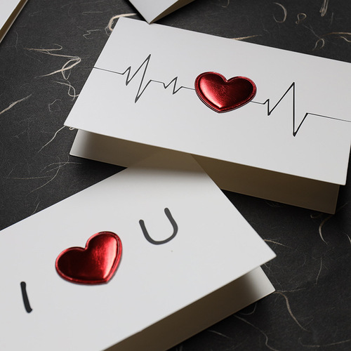 DIY leather love three-dimensional greeting card I love you heartbeat cross-border high-end blessing card Mother's Day greeting card