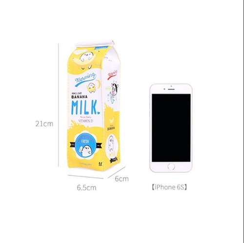 Korean version of creative cute pencil bag for college students, fun, fresh, female simulated milk box, simple pencil bag, creative stationery bag