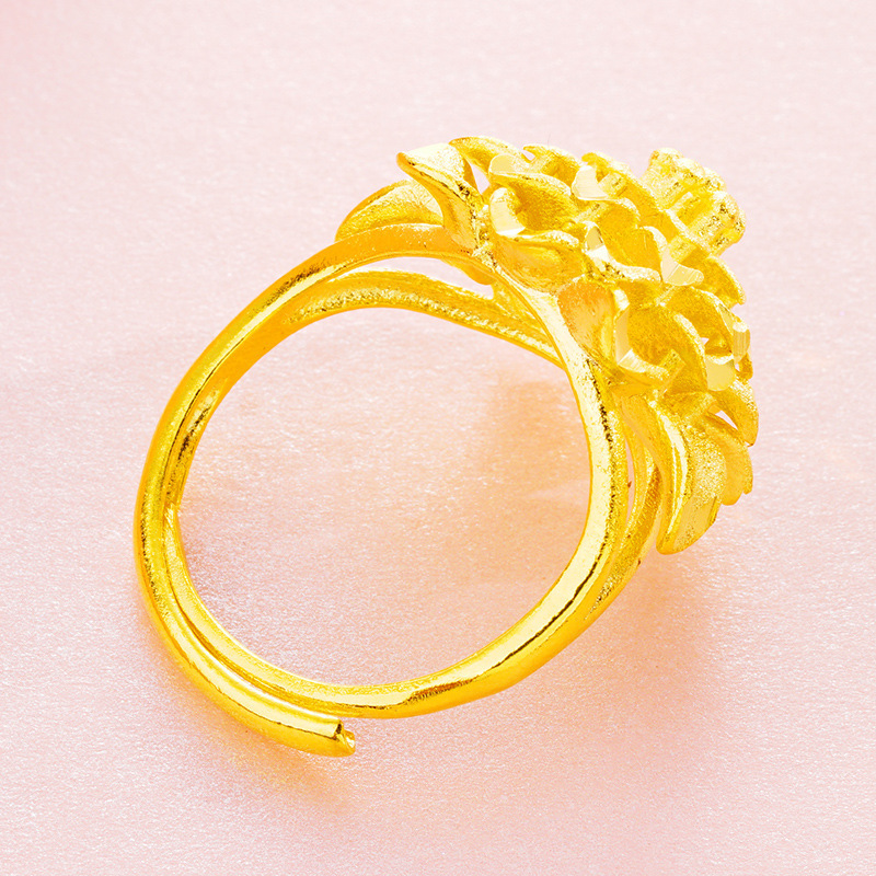 Vietnam terciopelo arena Oro Grande flor abierta anillo de las mujeres latón plateado 24K oro romántico multi-capa pétalo boda anillo de las mujeres