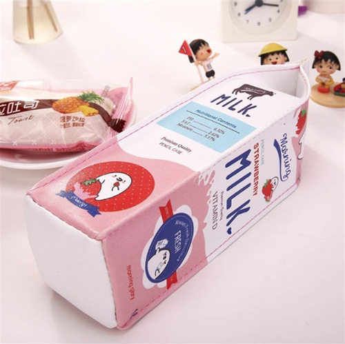 Korean version of creative cute pencil bag for college students, fun, fresh, female simulated milk box, simple pencil bag, creative stationery bag