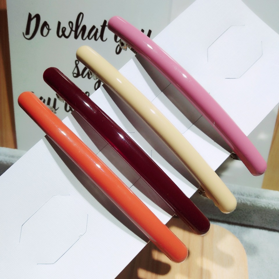 South Korea Dongdaemun round head long hairpin horizontal clip Morandi color simple all-match spring clip top clip side clip female