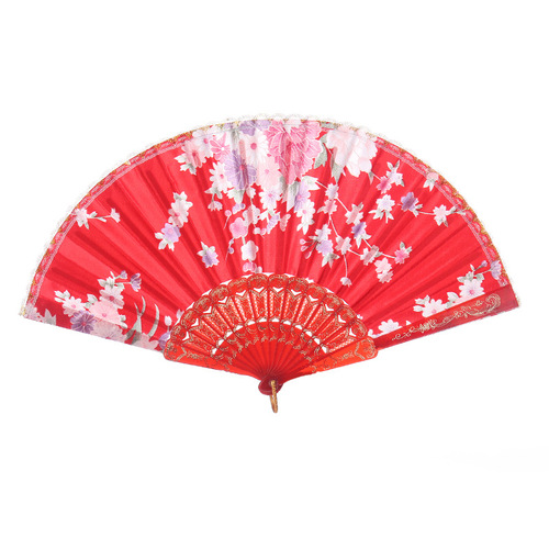 Printed plastic silk fan lace fan folding fan dance fan elegant gift fan ladies folding fan foreign trade fan color