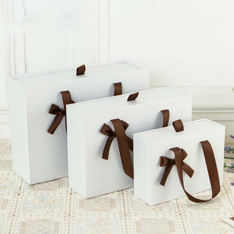 新品冰白色手提抽屉式硬盒礼品盒 丝巾帽子首饰收纳礼品包装纸盒