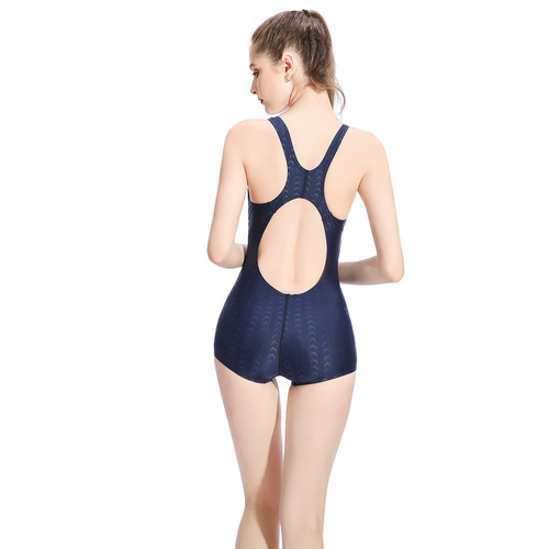 Ladies One-piece Triangular Conservative Slimming Cover Stomach Plus Size Shark Skin Swimsuit Gym Training Swimsuit for Swimming Pool
