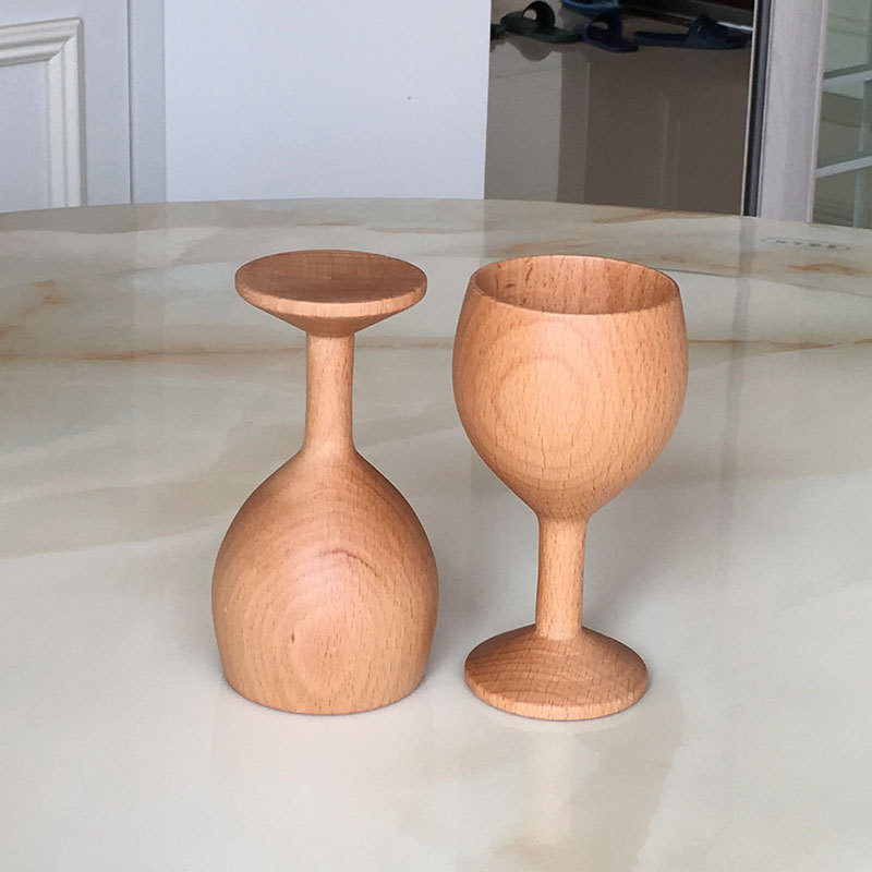 Copa creativa de madera directa de fábrica copa de vino tinto resistente a la caída de madera maciza exquisito estilo ins taza de madera gran cantidad de descuento