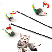 长杆羽毛逗猫棒 兔毛老鼠逗猫玩具 互动遛锚杆钓猫神器猫用品批发