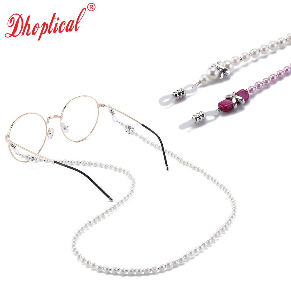 Cadena de gafas de alto grado, cuerda de gafas, cadena de perlas de imitación, accesorios de gafas empaquetados individualmente D028