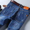 Demi-season elastic trousers, loose straight jeans, fitted overall for leisure, Korean style