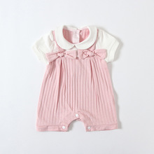 IDEA2025夏季新款童装新生儿女宝宝拼色哈衣婴幼儿装爬爬服9157