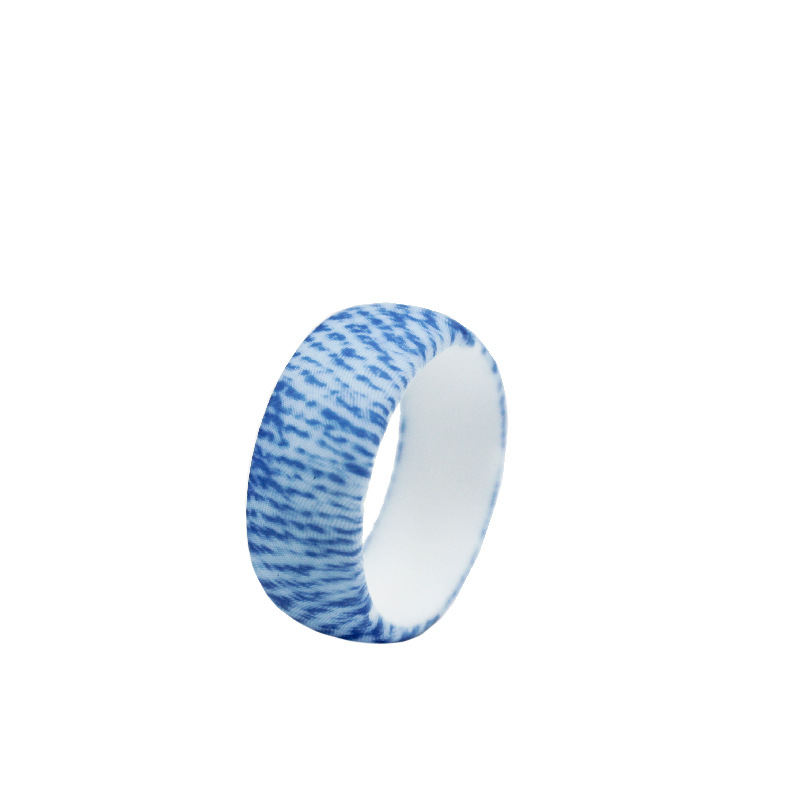 Amazon Hot Sale 8.7mm Wide Denim Cloth Pattern Men's Distinctive DIY Silicone Wedding Ring Sport Ring In Stock