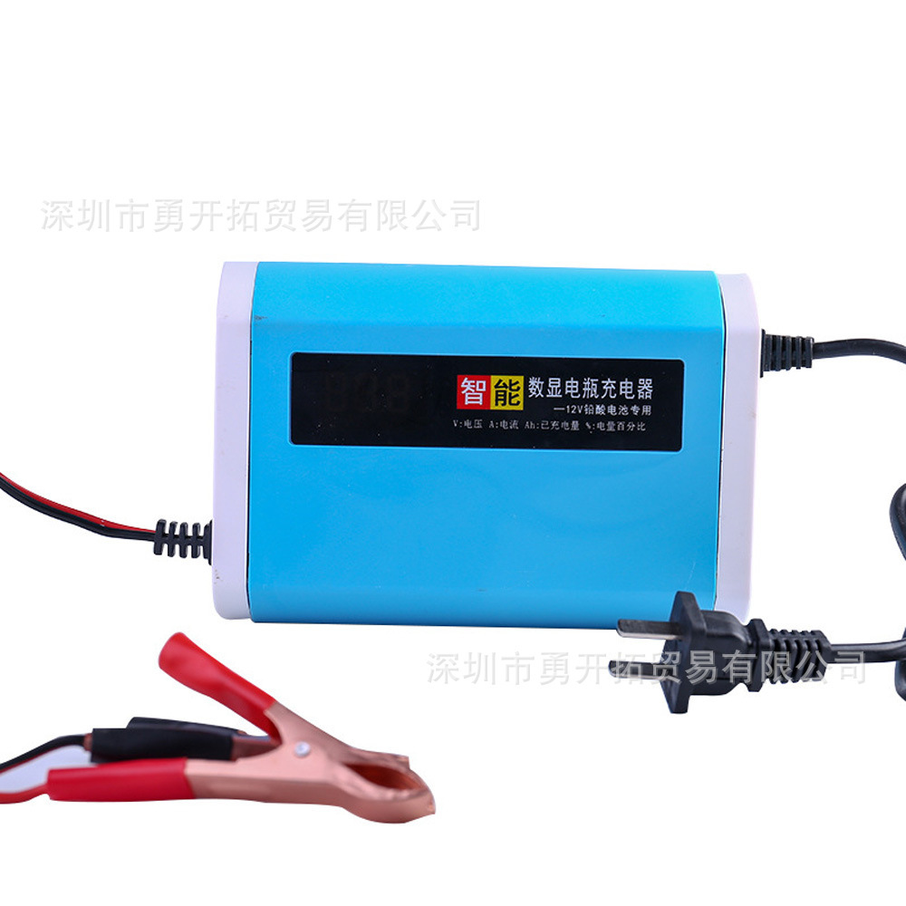 智能摩托车车载电池充电器12V 6A铅酸全自动液晶数码显示器