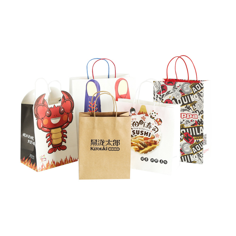 Leche té hornear universal portátil papel Kraft para llevar bolsa de embalaje en stock al por mayor libre diseño de impresión de patrón de logotipo