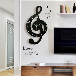 Creative Note Clock Living Room High-end Sense Home Decorative Wall Clock Mute Punch-free Clock Wall-mounted Children's Wall-mounted Watch