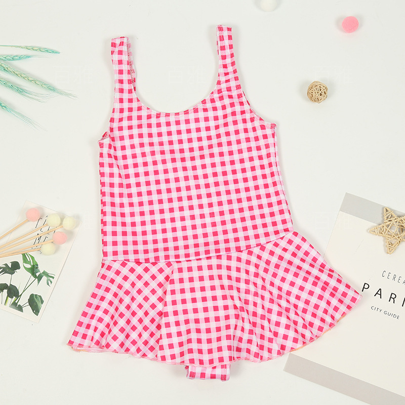 Traje de baño para niños estilo coreano de una sola pieza falda de tirantes estilo occidental lindo impreso traje de baño de moda traje de baño de vacaciones junto al mar