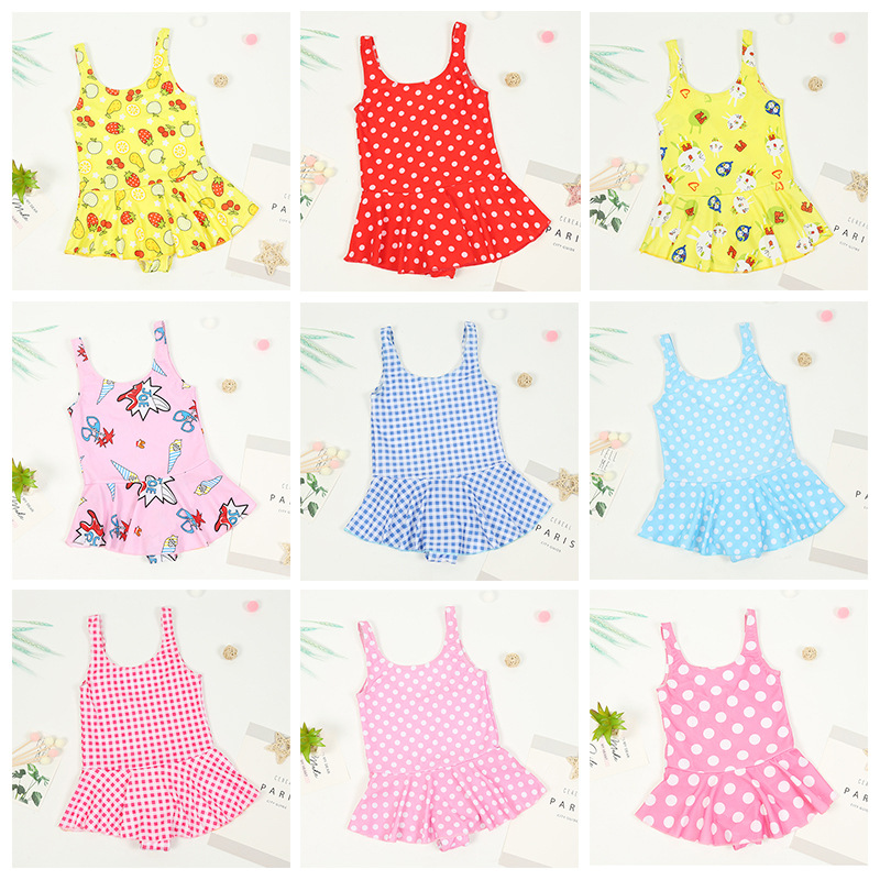 Traje de baño para niños estilo coreano de una sola pieza falda de tirantes estilo occidental lindo impreso traje de baño de moda traje de baño de vacaciones junto al mar