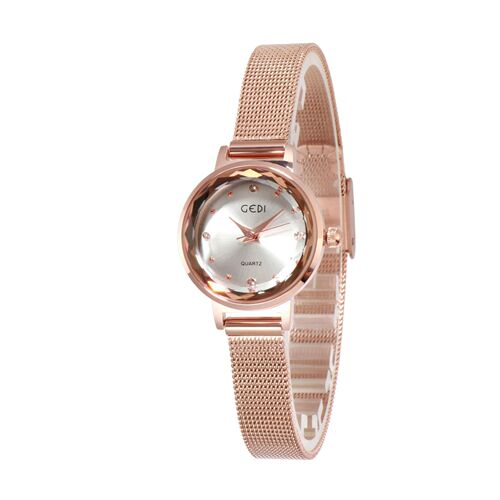 Gude Korean Version Mini Student Watch with Simple Literary Design, Waterproof Stainless Steel Mesh Strap, Lady Fashion Quartz Watch