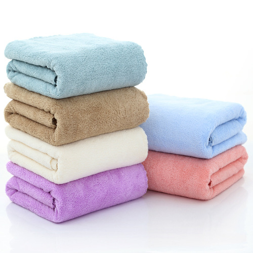 70*140cm bath towel coral velvet beach beauty towel LOGO gift adult water-absorbent thickened cross-border new bath towel