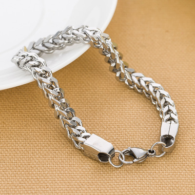 Trendy men's hip-hop bracelets, men's domineering thick bracelets, trendy and simple Korean style student personalized bracelets, fashionable titanium steel