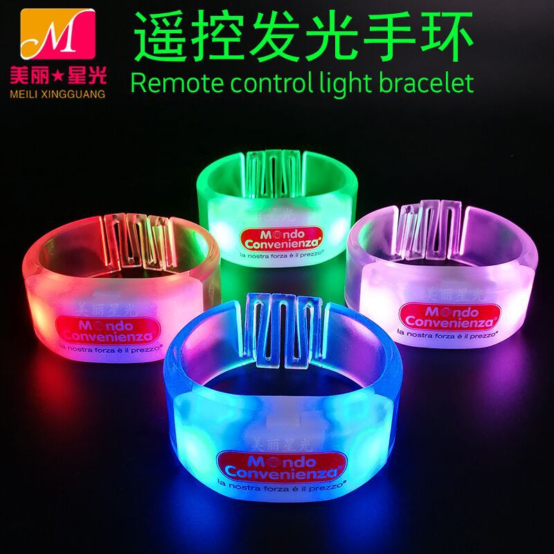 Pulsera luminosa de control remoto al por mayor Concierto Matriz de puntos DMX Pulsera luminosa de cambio de color de partición Pulsera led con logotipo impreso