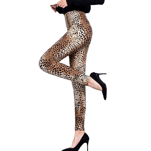 New women's cropped leggings, outerwear, plus-size, thin, sexy leopard-print stretch trousers, trendy women's pants.