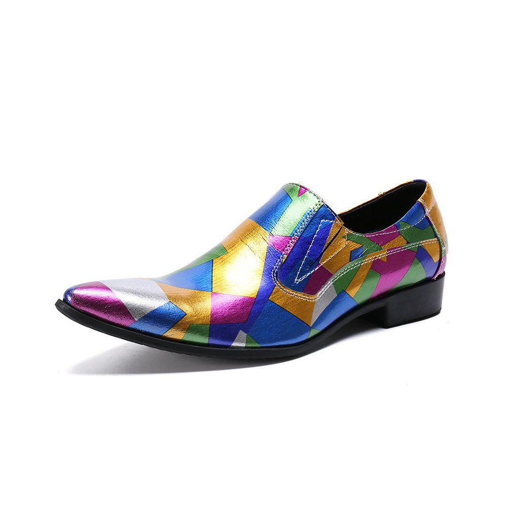 Мужская кожаная обувь Британская деловая Мужская обувь Корейская официальная кожаная обувь Повседневная обувь с острым носком, синий костюм, модная обувь