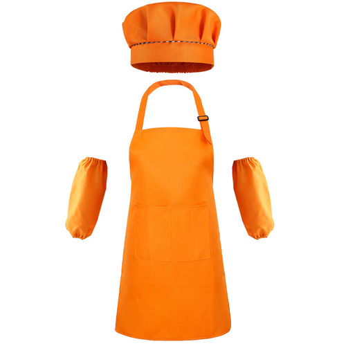 Custom logo-printed aprons for children, child-sized chef outfits with protective clothing, tailored for kindergarten watercolor painting.