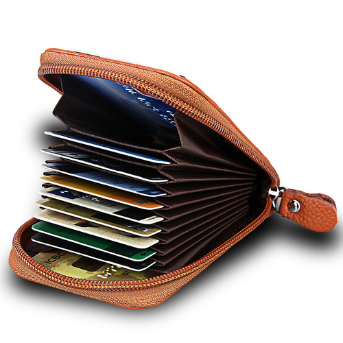 First-layer cowhide business card holder, accordion card holder, genuine leather, men's genuine leather multi-card slot, women's card holder, card holder