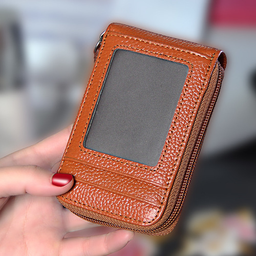 First-layer cowhide business card holder, accordion card holder, genuine leather, men's genuine leather multi-card slot, women's card holder, card holder