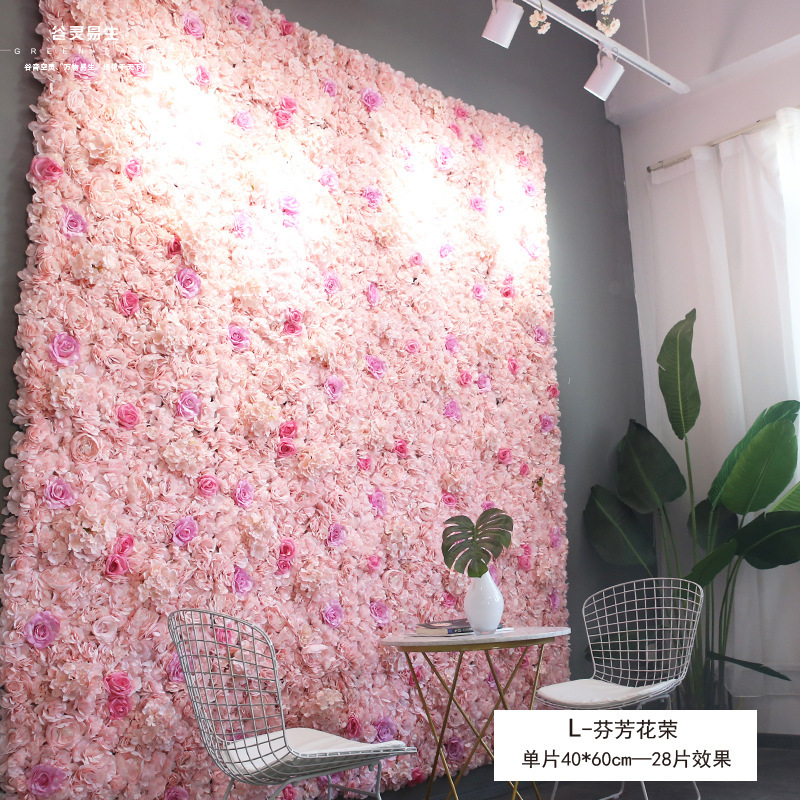 Pared de flores artificiales para bodas, pared de plantas, fondo de pared para bodas, decoración de flores falsas para escaparates de centros comerciales, flores de seda de rosa al por mayor