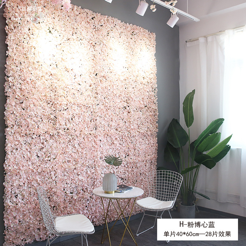 Pared de flores artificiales para bodas, pared de plantas, fondo de pared para bodas, decoración de flores falsas para escaparates de centros comerciales, flores de seda de rosa al por mayor