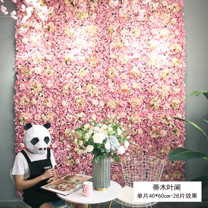 Pared de flores artificiales para bodas, pared de plantas, fondo de pared para bodas, decoración de flores falsas para escaparates de centros comerciales, flores de seda de rosa al por mayor