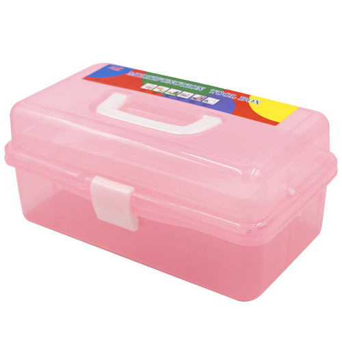 671 large three-layer portable art tool box plastic transparent manicure box calligraphy tool box paint storage box