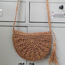 luomi夏季手机小包单肩斜挎编织包休闲清新小流苏草编包