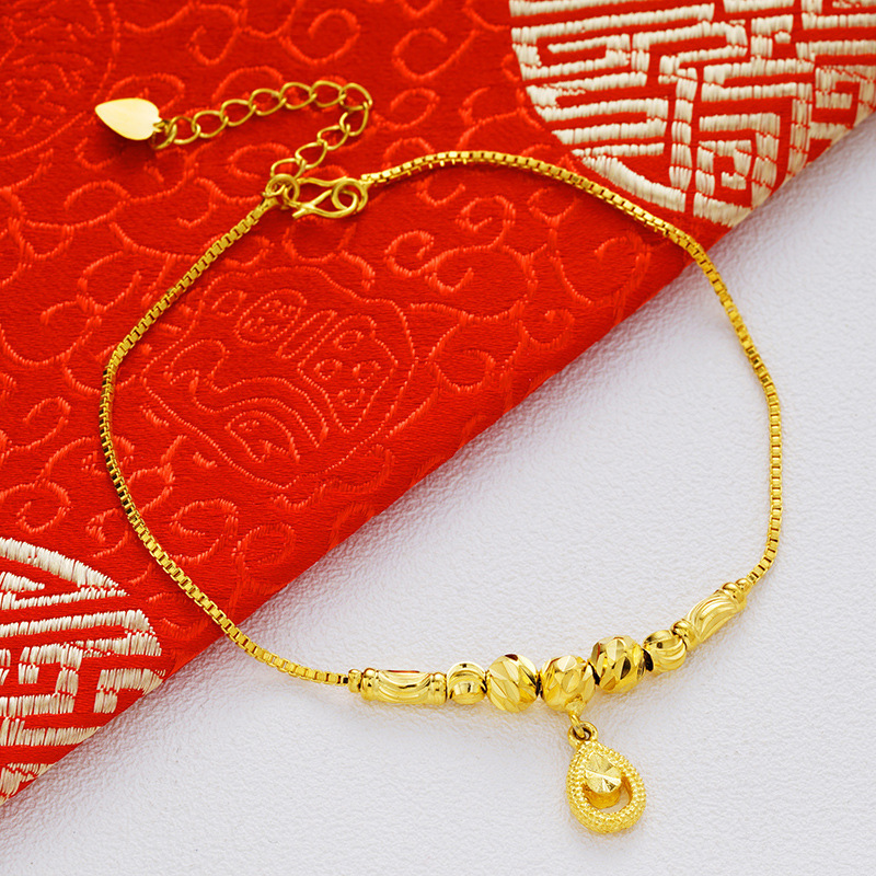 Latón chapado 24K campana de oro de doble capa para el tobillo femenino Vietnam Arena de oro de moda para el tobillo estilo Coreano moneda Europea de oro