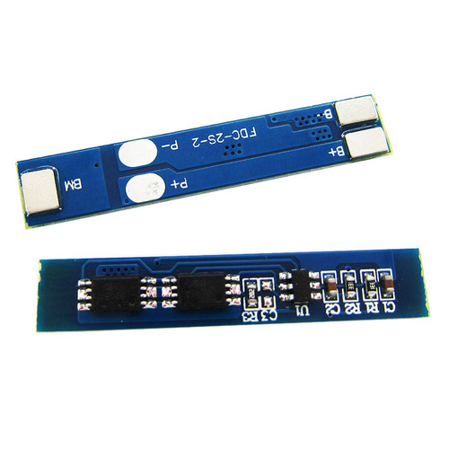 Protection board for 2-series 7.4V or 8.4V lithium battery pack, with 3A current protection against overcharge and overdischarge