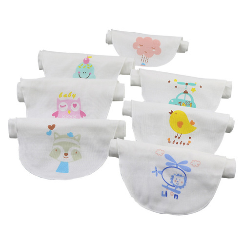 Weibaozhuang four-layer cotton combed gauze children's sweat-absorbent towel kindergarten cartoon printed pad sling