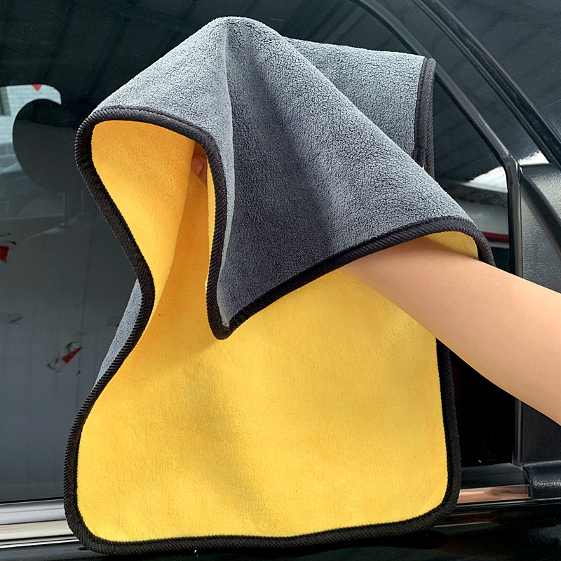 High-Density Car Wash Towel Coral Velvet Double-Sided Thickeneded Car Towel Absorbent Glass Cleaning Towel Can Be Added with Advertising Logo
