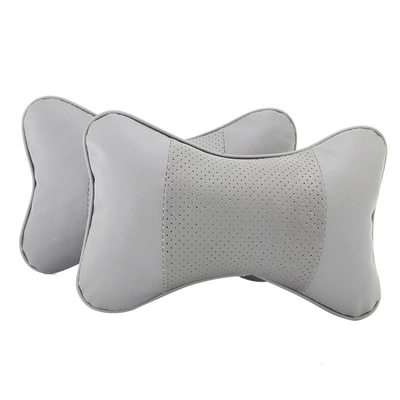 Headrest Leather Headrests, Car Seat Pu Breathable - grey-single-price