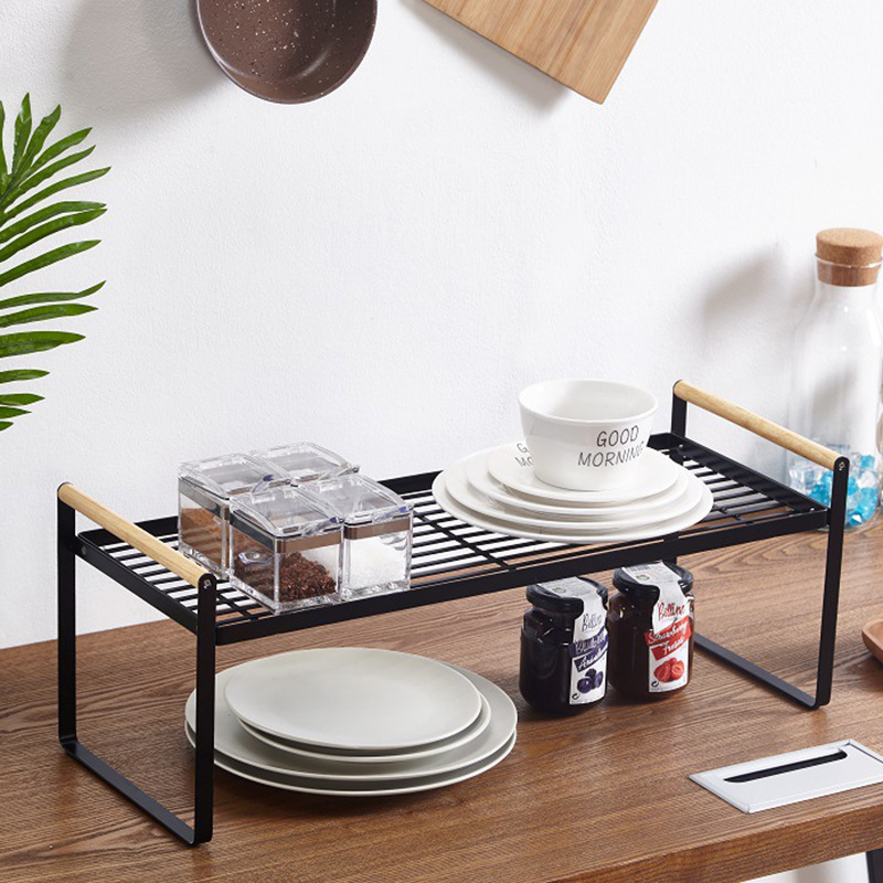 Amazon suministros mango de madera rack de almacenamiento suministros de cocina rack de almacenamiento rack de drenaje hogar hierro capas organizador rack