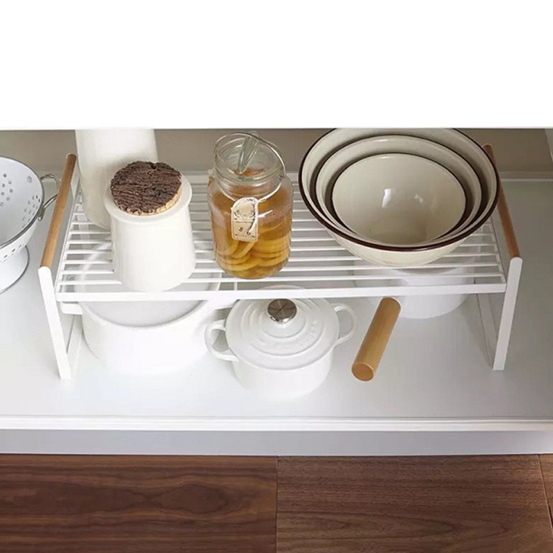 Amazon suministros mango de madera rack de almacenamiento suministros de cocina rack de almacenamiento rack de drenaje hogar hierro capas organizador rack