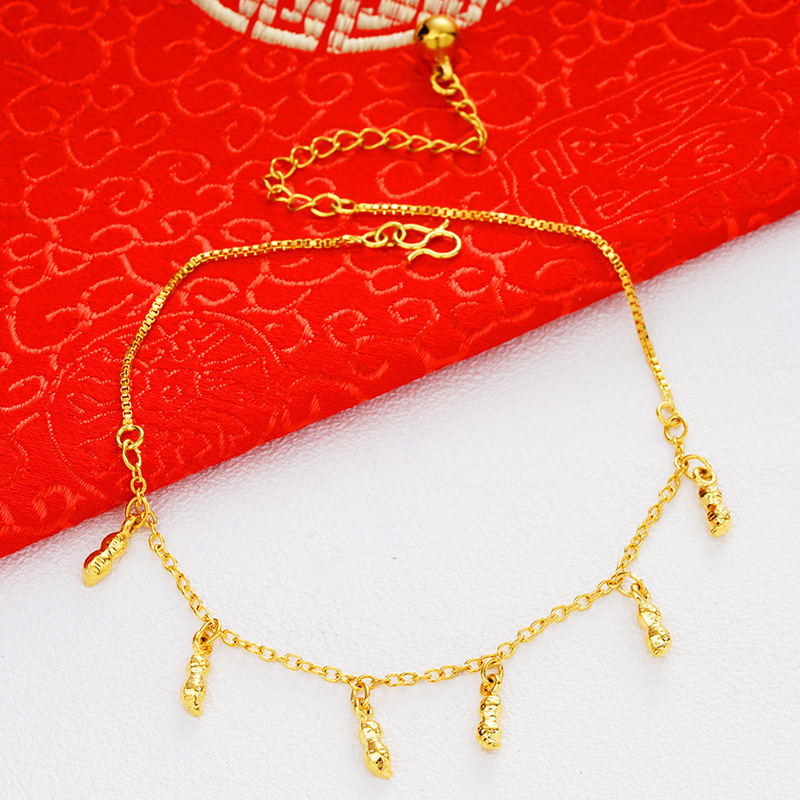 Estilo de explosión Vietnam arena oro tobillera más melocotón corazón oro plateado tobillera simulación oro Goldfish tobillera joyería de latón