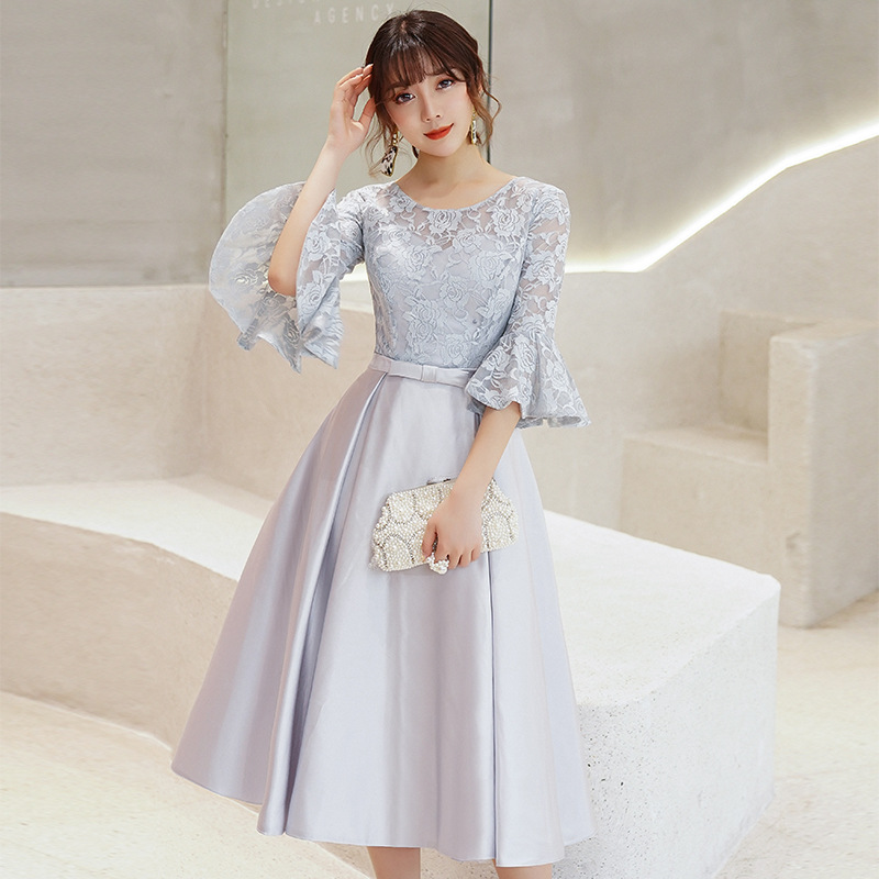 Vestido de Noche para Reunión Anual, Estilo Elegante de Sociedad, Modelo Nuevo 2026, Vestido de Fiesta Azul Marino Entallado.